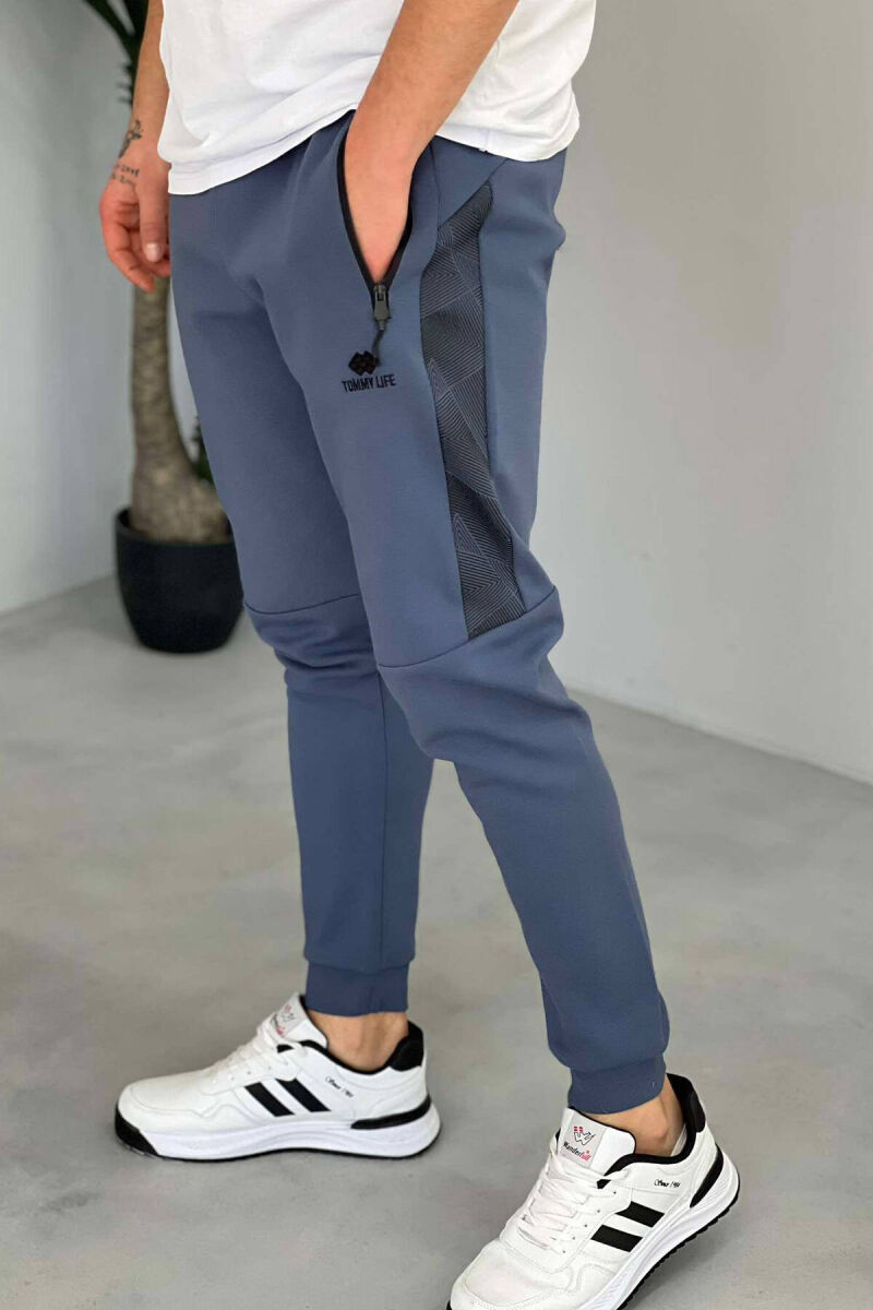 ONE COLOR COTTON MEN SWEATPANTS BLUE/BLU - 1