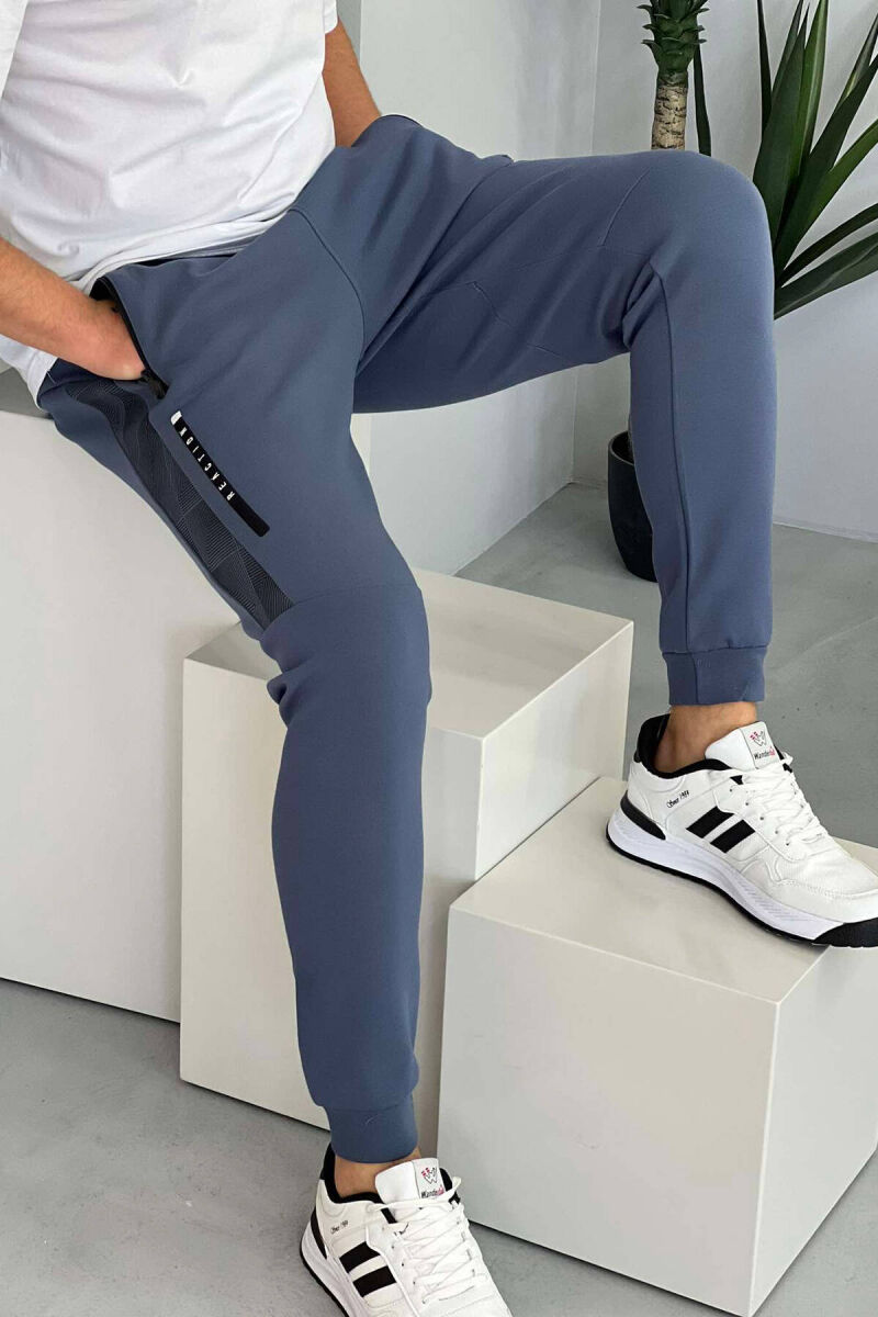 ONE COLOR COTTON MEN SWEATPANTS BLUE/BLU - 2