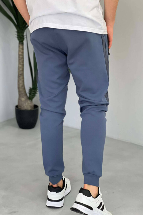 ONE COLOR COTTON MEN SWEATPANTS BLUE/BLU - 3