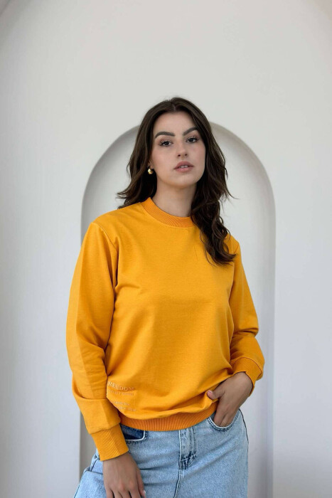 BLUZË E THJESHTË PAMBUKU PËR FEMRA NË NGJYRË MUSTARDË - KLAUDIO FASHION