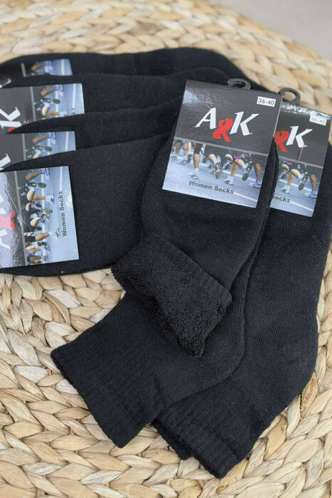 COTTON WOMEN ANKLE SOCKS BLACK/ E ZEZE - KLAUDIO FASHION