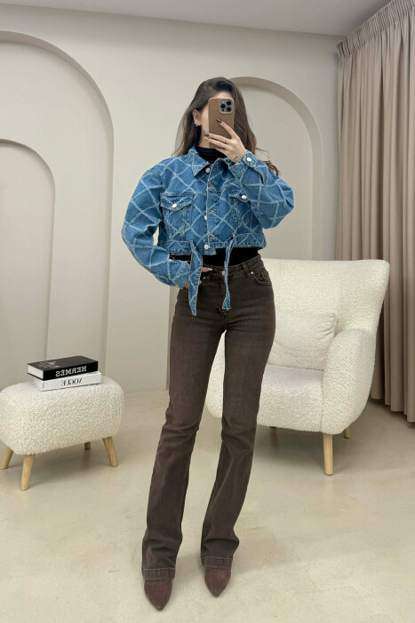 CROPPED DESIGNED DENIM WOMEN JACKET LIGHTBLUE/BZ - 3