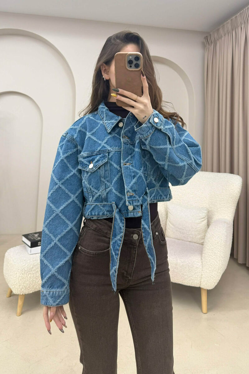 CROPPED DESIGNED DENIM WOMEN JACKET LIGHTBLUE/BZ - 1