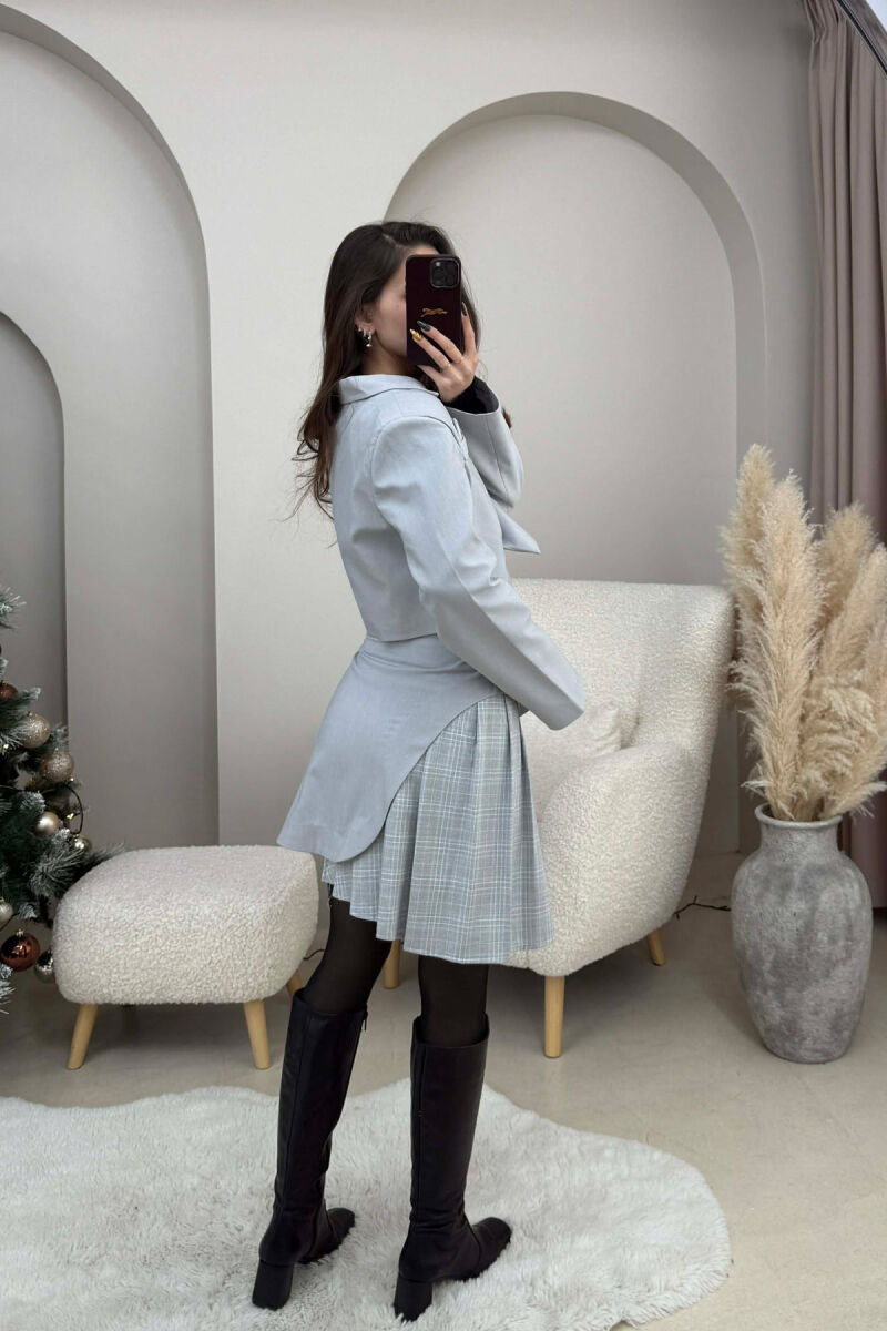 CROPPED JACKET+SKIRT SIMPLE WOMEN SET LIGHT GREY/GZ - 4