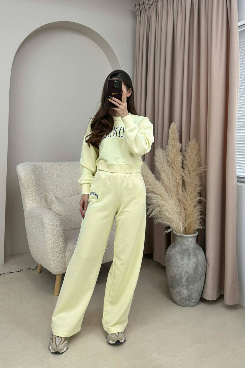 CROPPED SWEATSHIRT+SWEATPANTS WRITTINGS WOMEN SET YELLOW/E VERDHE - 1