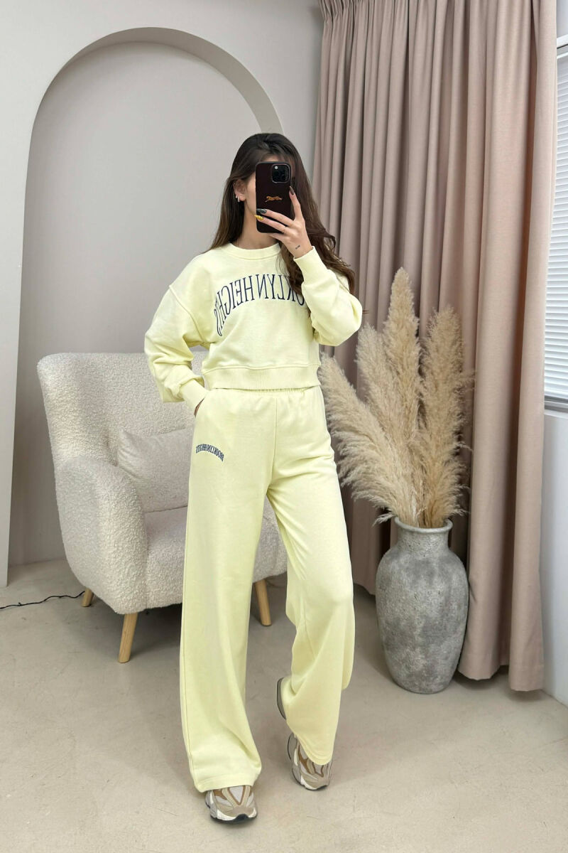 CROPPED SWEATSHIRT+SWEATPANTS WRITTINGS WOMEN SET YELLOW/E VERDHE - 2