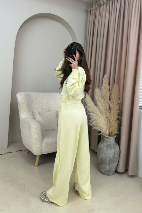 CROPPED SWEATSHIRT+SWEATPANTS WRITTINGS WOMEN SET YELLOW/E VERDHE - 3