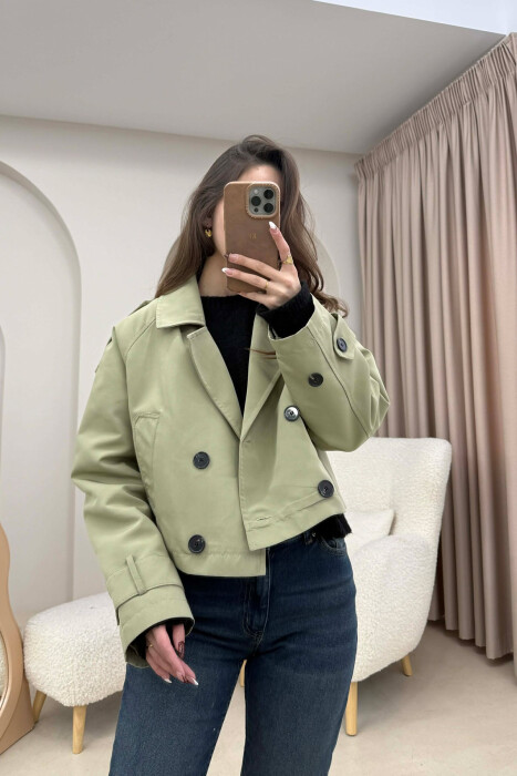 CROPPED V NECK WOMEN JACKET OLIVE/ULLI 