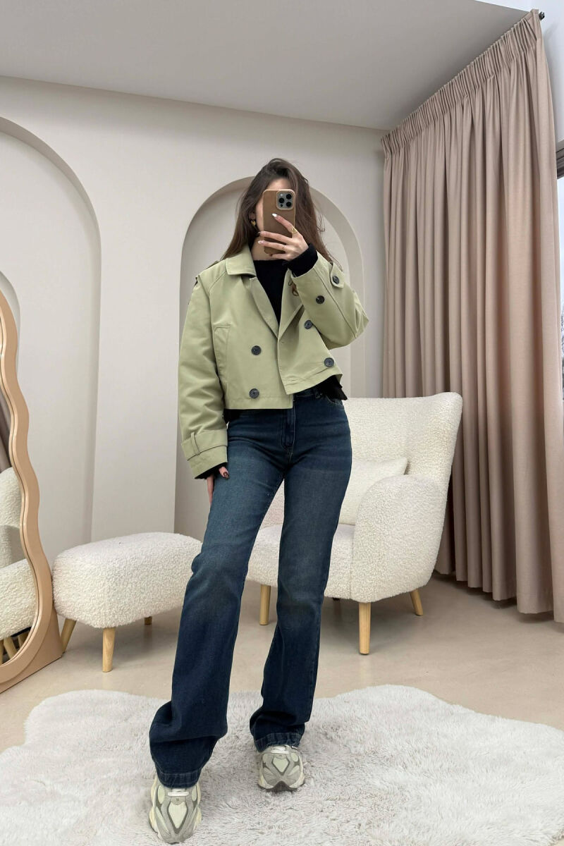 CROPPED V NECK WOMEN JACKET OLIVE/ULLI - 3