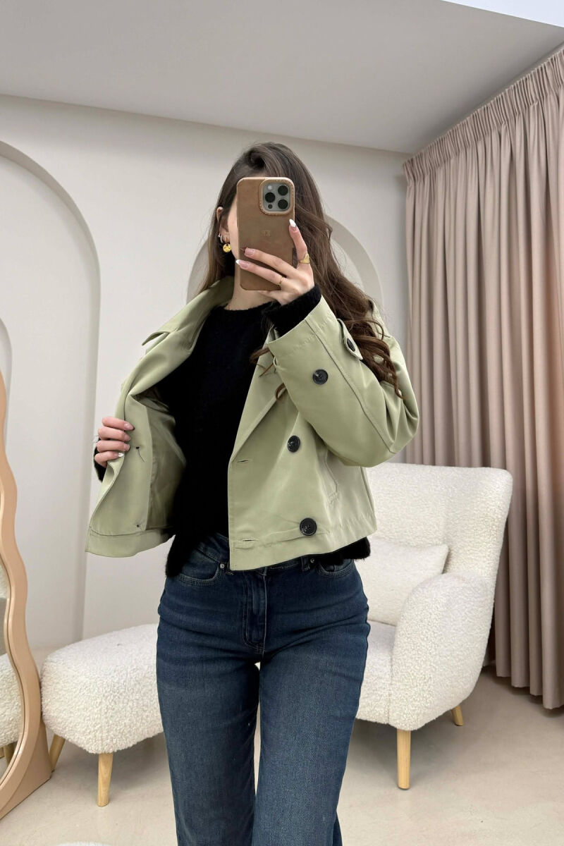 CROPPED V NECK WOMEN JACKET OLIVE/ULLI - 4