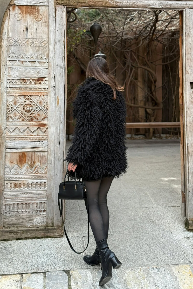 CURLY SHORT FAUX FUR WOMEN JACKET BLACK/ E ZEZE - 2