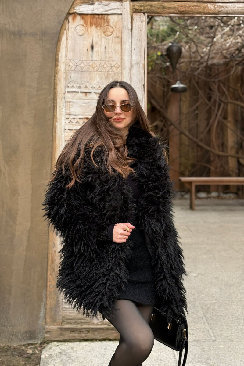 CURLY SHORT FAUX FUR WOMEN JACKET BLACK/ E ZEZE - 4