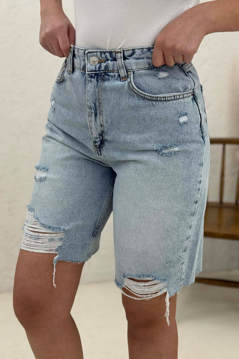 CUT OFF EDGES DENIM WOMEN SHORTS LIGHTBLUE/BZ - 3