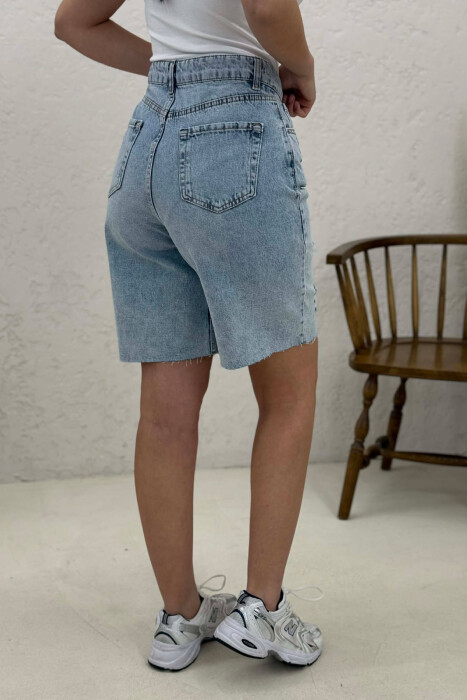 CUT OFF EDGES DENIM WOMEN SHORTS LIGHTBLUE/BZ - 4
