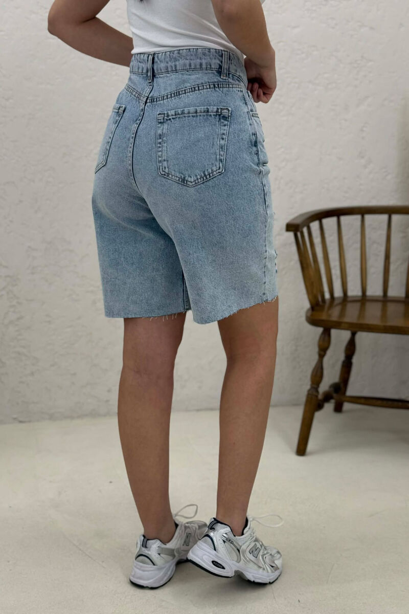 CUT OFF EDGES DENIM WOMEN SHORTS LIGHTBLUE/BZ - 4