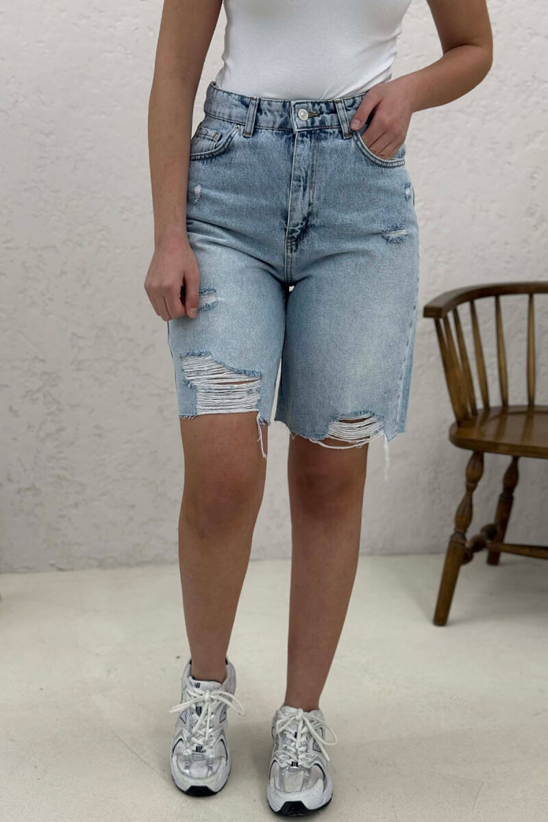 CUT OFF EDGES DENIM WOMEN SHORTS LIGHTBLUE/BZ - 5