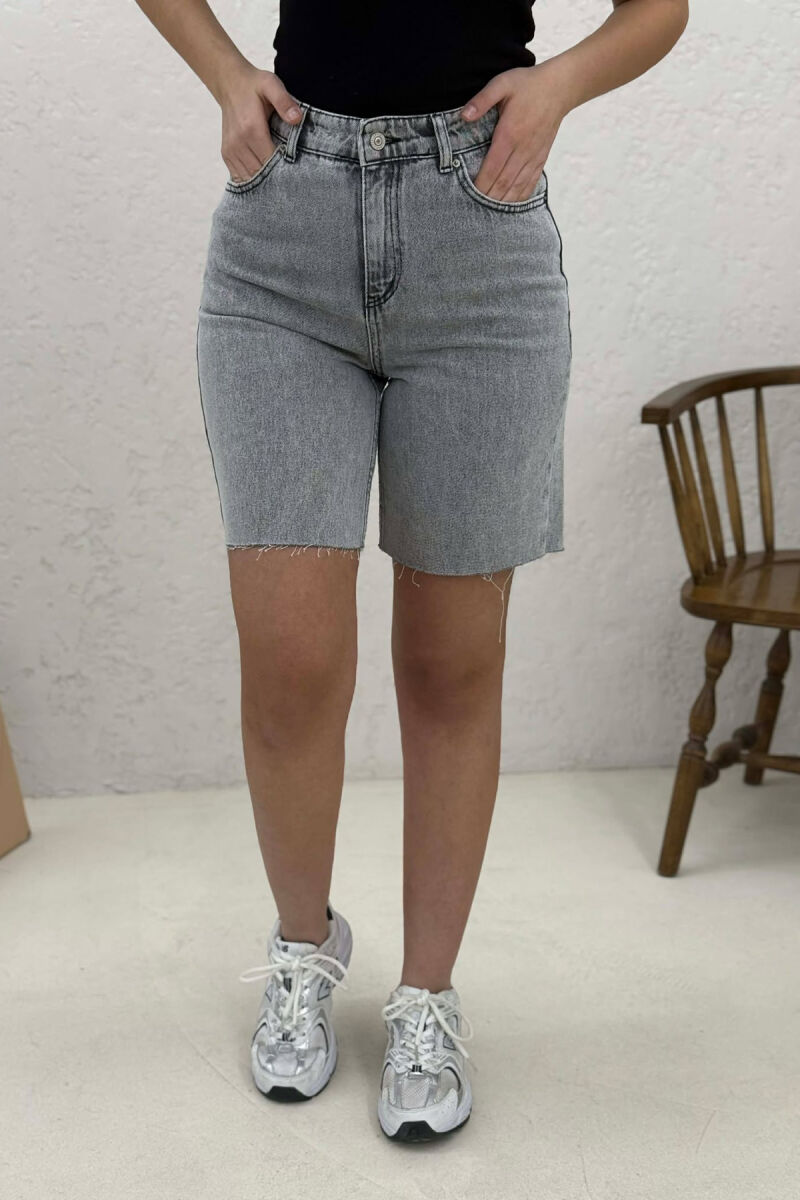 DENIM CUT OFF EDGES WOMAN SHORTS GREY/GRI - 2