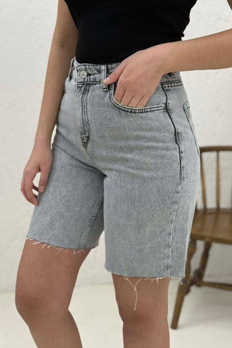 DENIM CUT OFF EDGES WOMAN SHORTS GREY/GRI - 3