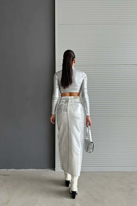 DENIM SHINNY WOMEN SKIRT SILVER/ARGJEND - 5