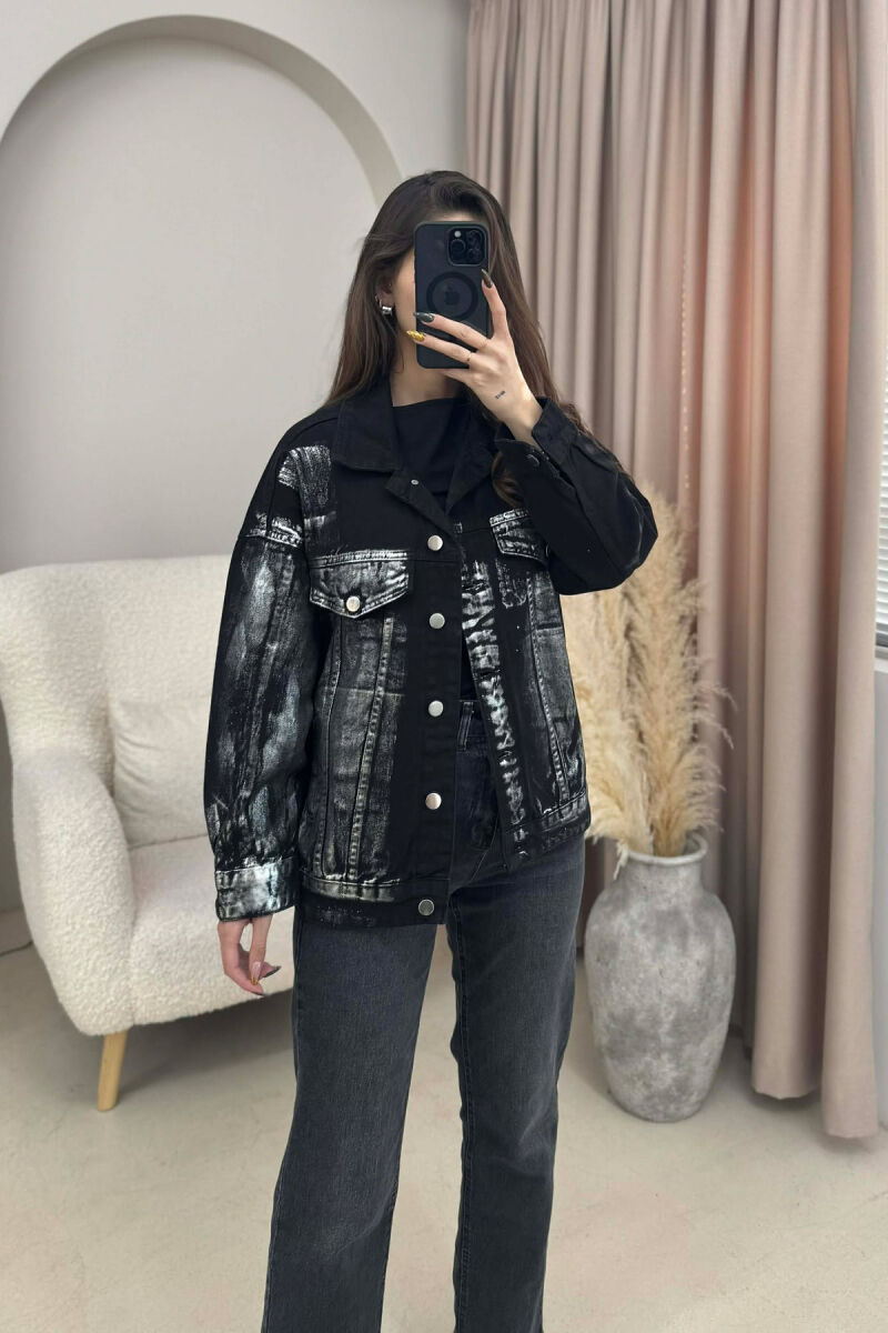 DENIM SHINY DETAILS WOMEN JACKET BLACK/ E ZEZE - 1