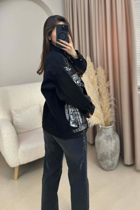 DENIM SHINY DETAILS WOMEN JACKET BLACK/ E ZEZE - 4