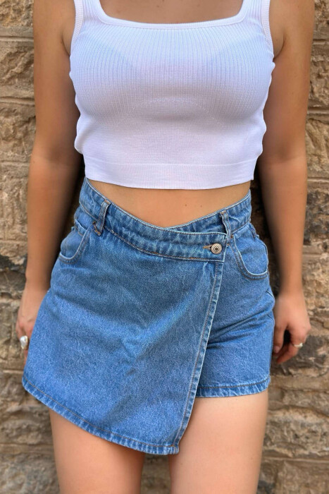 DENIM SIMPLE WOMEN SKORT LIGHTBLUE/BZ - KLAUDIO FASHION