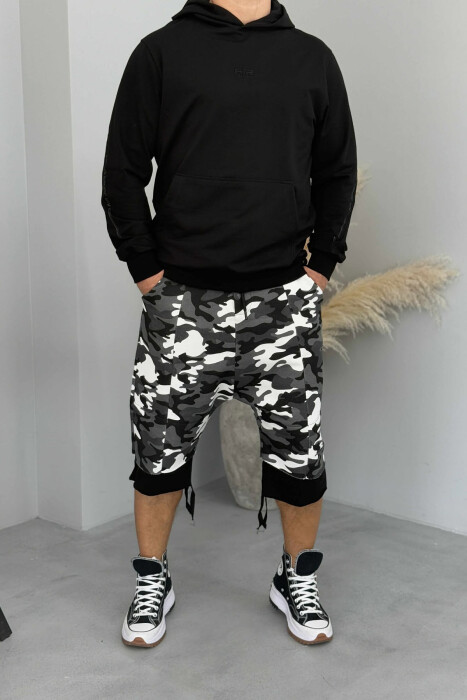 PANTALLONA TË SHKURTRA ME DIZANJ HAREM PËR MESHKUJ NË NGJYRËN GRI TË ERRËT - KLAUDIO FASHION