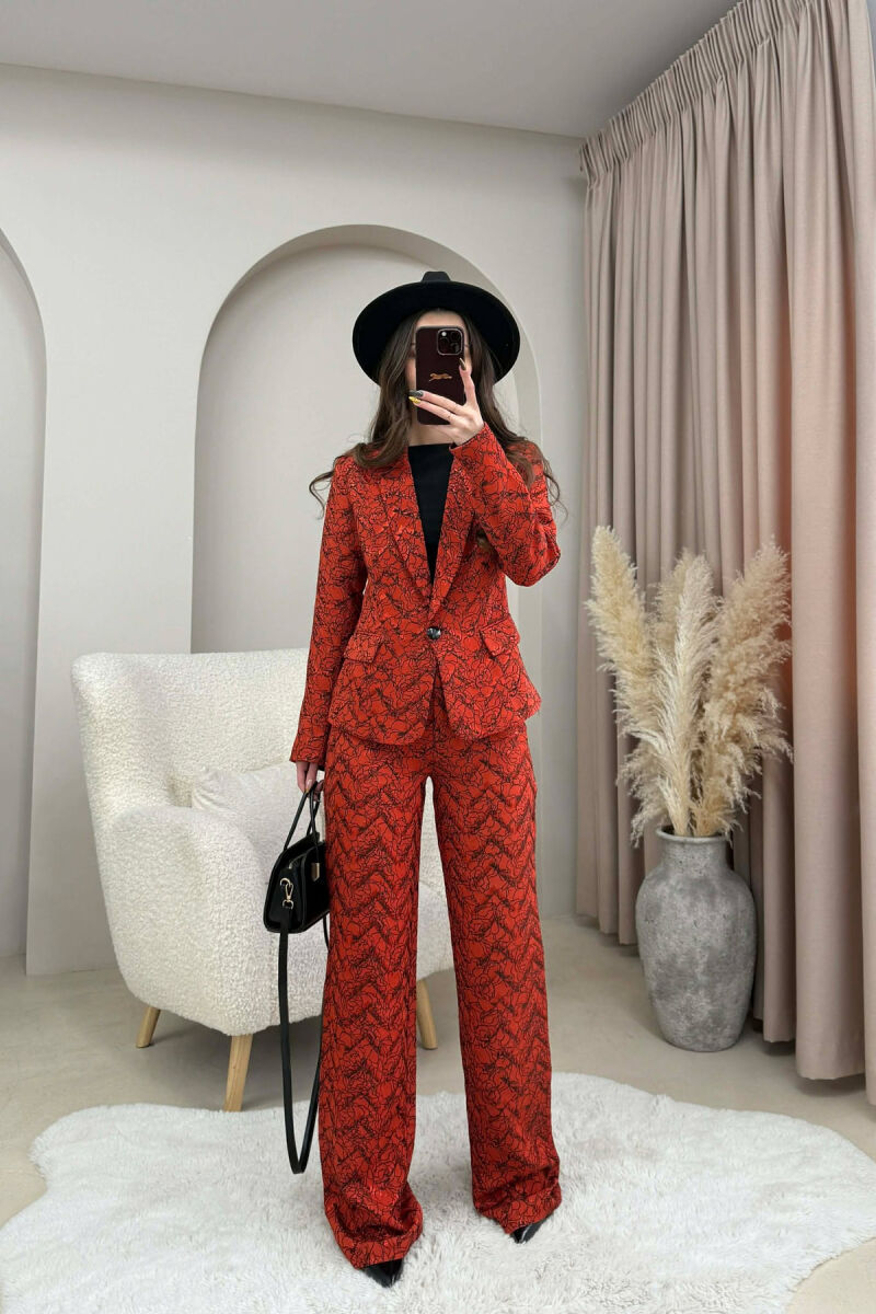 DESIGNED JACKET+TROUSERS WOMEN SET BRICK/TULLE - 1