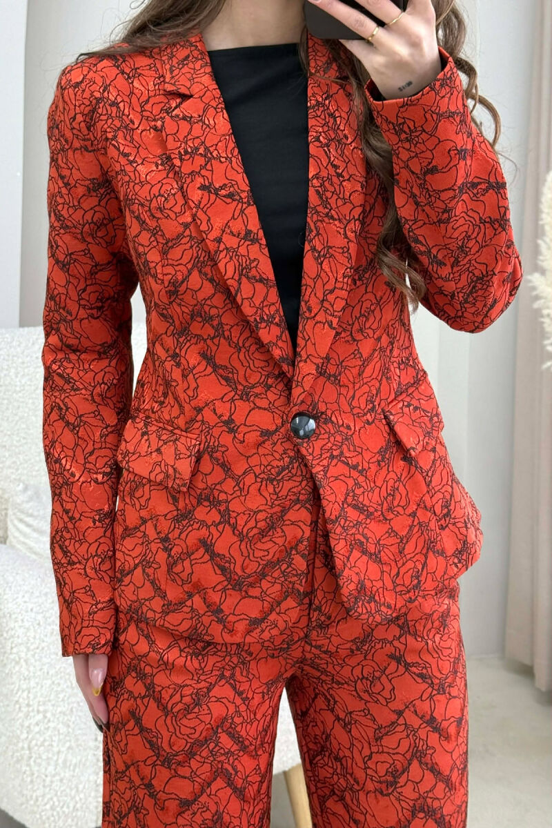 DESIGNED JACKET+TROUSERS WOMEN SET BRICK/TULLE - 3