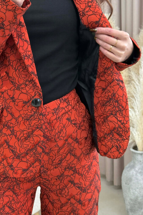 DESIGNED JACKET+TROUSERS WOMEN SET BRICK/TULLE - 4