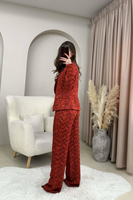 DESIGNED JACKET+TROUSERS WOMEN SET BRICK/TULLE - 5