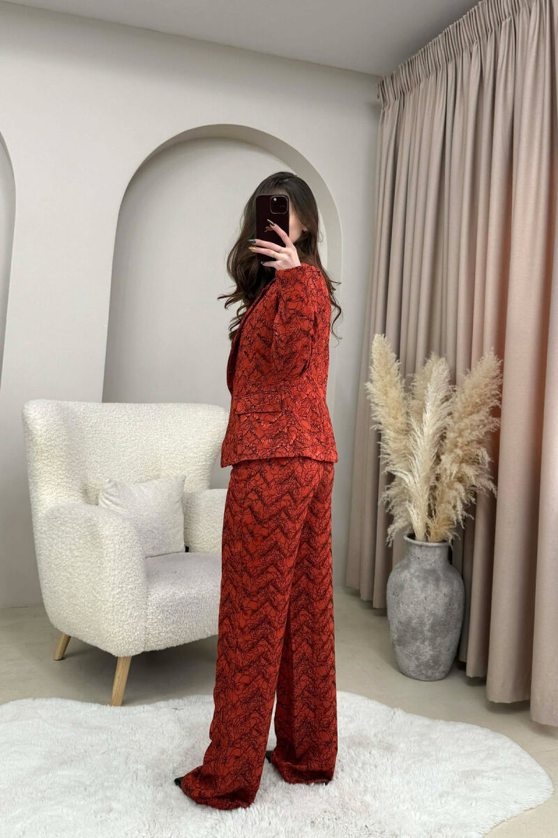 DESIGNED JACKET+TROUSERS WOMEN SET BRICK/TULLE - 5