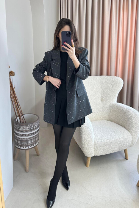 DIAMOND DETAILS CLASSIC WOMEN JACKET GREY/GRI - 2