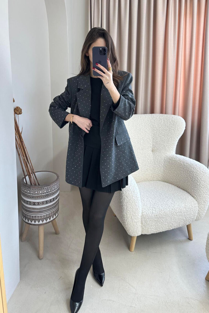 DIAMOND DETAILS CLASSIC WOMEN JACKET GREY/GRI - 2