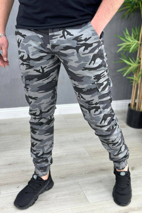 DIFFERENT COLORS MEN CARGO PANTS DARK GREY/GEE - KLAUDIO FASHION