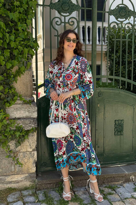 DIFFERENT DESIGN HALF SLEEVE LONG WOMEN DRESS GREEN/JESHILE 