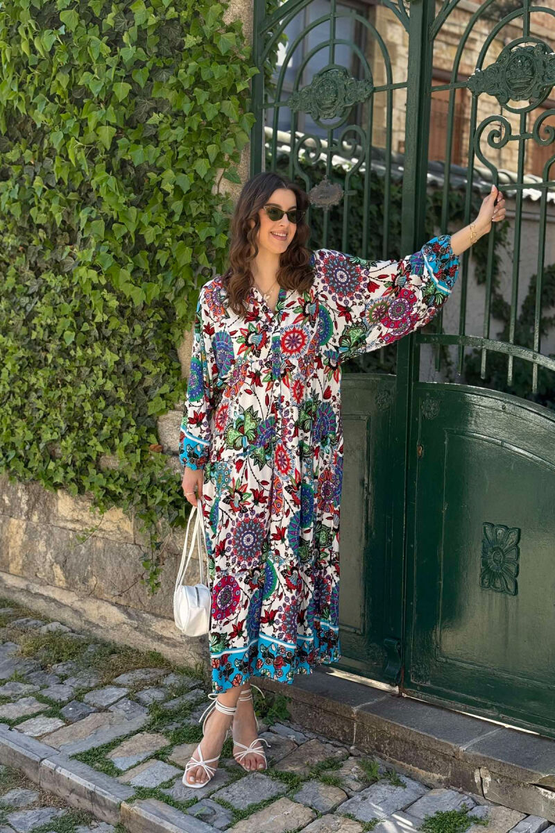 DIFFERENT DESIGN HALF SLEEVE LONG WOMEN DRESS GREEN/JESHILE - 3