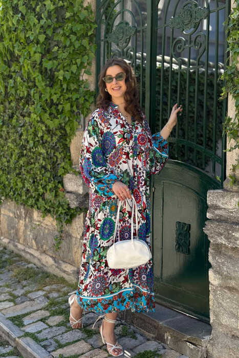 DIFFERENT DESIGN HALF SLEEVE LONG WOMEN DRESS GREEN/JESHILE - 5