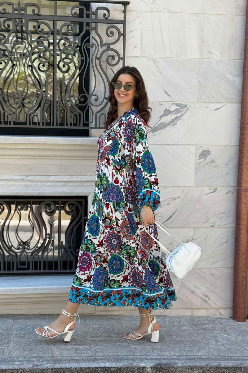 DIFFERENT DESIGN HALF SLEEVE LONG WOMEN DRESS GREEN/JESHILE - 6