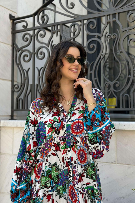 DIFFERENT DESIGN HALF SLEEVE LONG WOMEN DRESS GREEN/JESHILE - 7