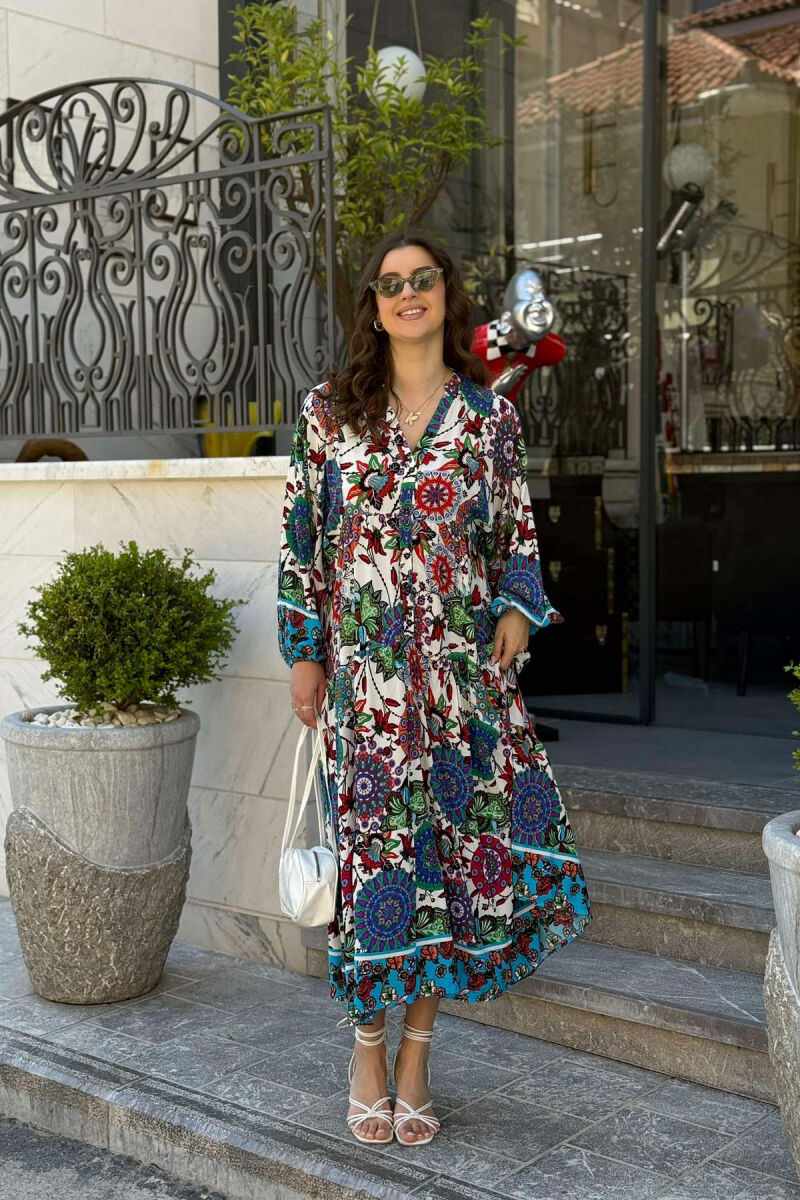 DIFFERENT DESIGN HALF SLEEVE LONG WOMEN DRESS GREEN/JESHILE - 8