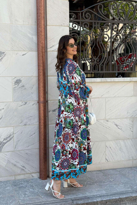 DIFFERENT DESIGN HALF SLEEVE LONG WOMEN DRESS GREEN/JESHILE - 10