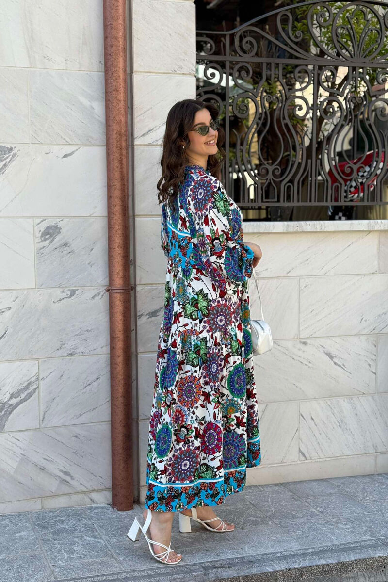 DIFFERENT DESIGN HALF SLEEVE LONG WOMEN DRESS GREEN/JESHILE - 10