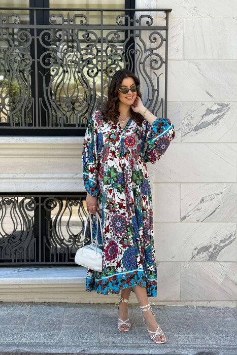 DIFFERENT DESIGN HALF SLEEVE LONG WOMEN DRESS GREEN/JESHILE - 11