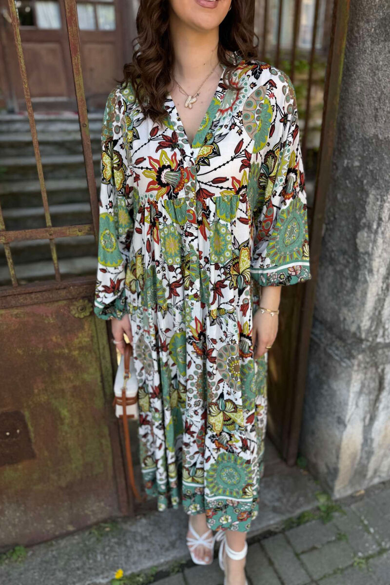 DIFFERENT DESIGN HALF SLEEVE LONG WOMEN DRESS OLIVE/ULLI - 4