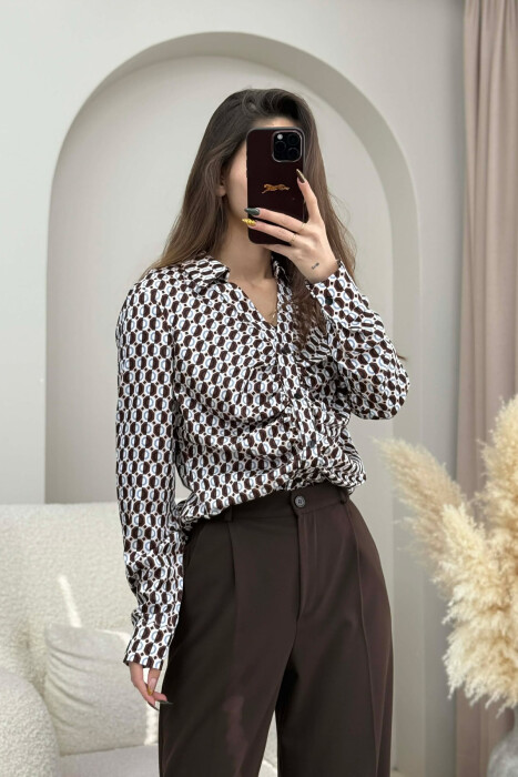 DIFFERENT DESIGN SIMPLE WOMEN SHIRT BROWN/KAFE - KLAUDIO FASHION