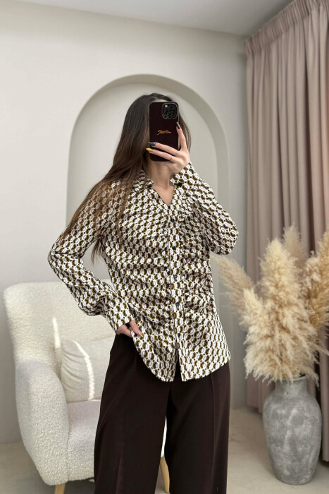 DIFFERENT DESIGN SIMPLE WOMEN SHIRT OLIVE/ULLI - KLAUDIO FASHION