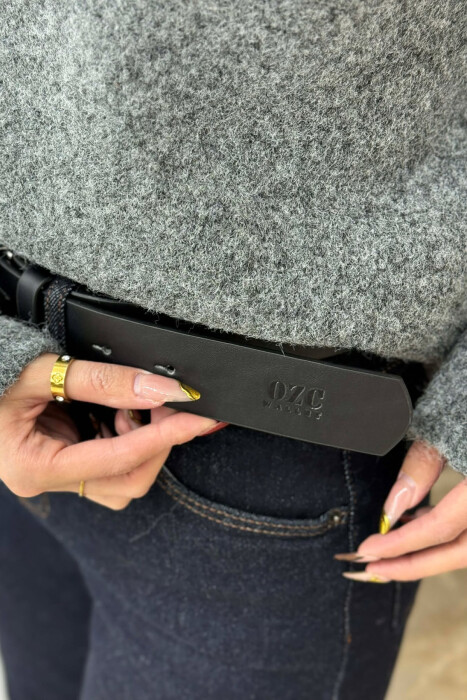 DOUBLE CIRCLE BUCKLE WOMEN BELT BLACK/ E ZEZE - 3