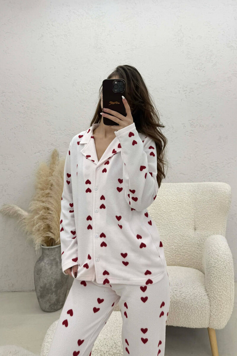 DOUBLE HEARTS DESIGN SHIRT+TROUSERS WOMEN PYJAMAS PINK/ROZE - 4