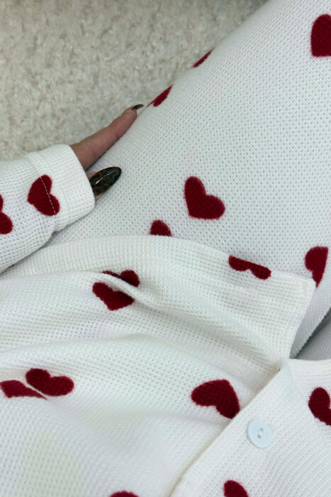 DOUBLE HEARTS DESIGN SHIRT+TROUSERS WOMEN PYJAMAS WHITE-RED/BAKU - 3